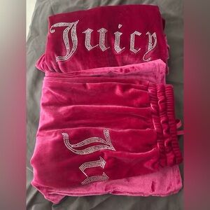 Juicy Couture Fuchsia Velour Set with Rhinestones